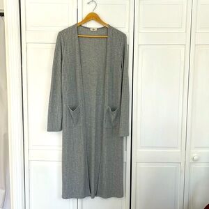 Light Grey Long Duster Cardigan M